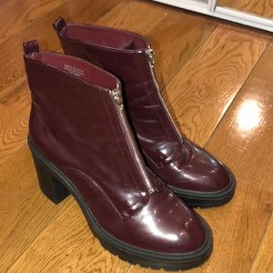 Forever 21 Burgundy Patent Leather ZIP boot